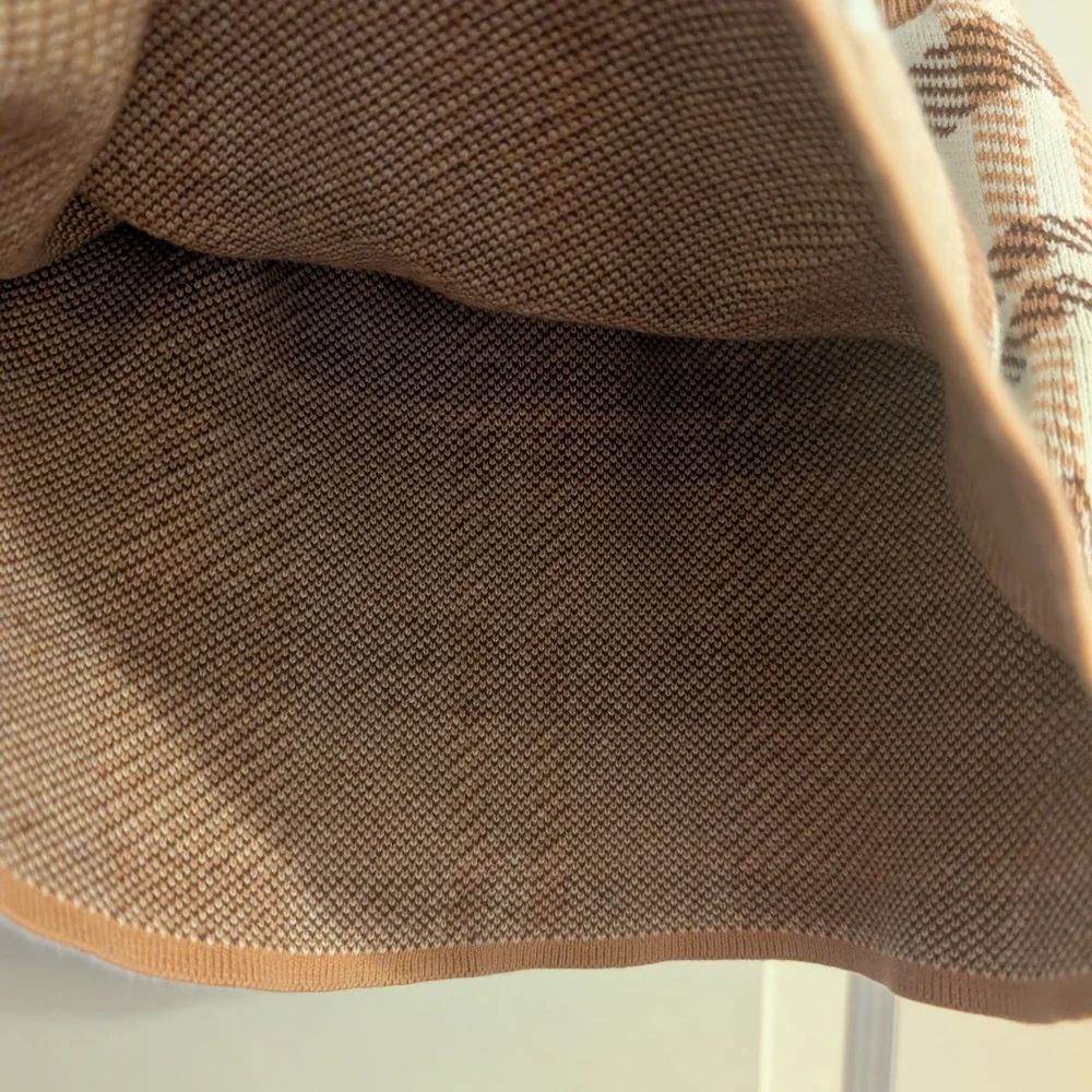 Tahari Tan Cable Knit Turtleneck and‎ Plaid Skirt Set